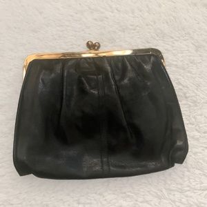 VINTAGE Navy Leather Clutch Purse